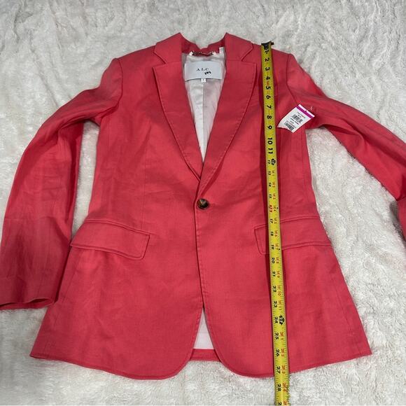 A.L.C. Size 0 Coral Donovan Linen Blend Blazer Jacket Preppy Heritage Old Money - Picture 8 of 14